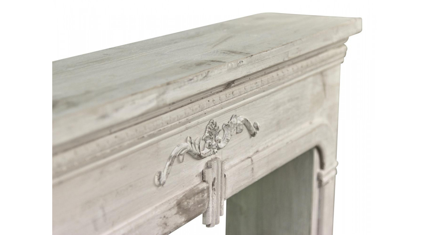 Rahmen Mantel Kamin Holz Cerusé Weiß 104x17x99cm