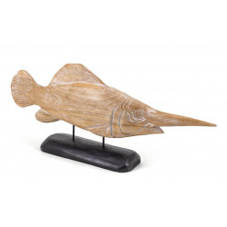 Sculpture Poisson Bois Naturel 65x15x30cm