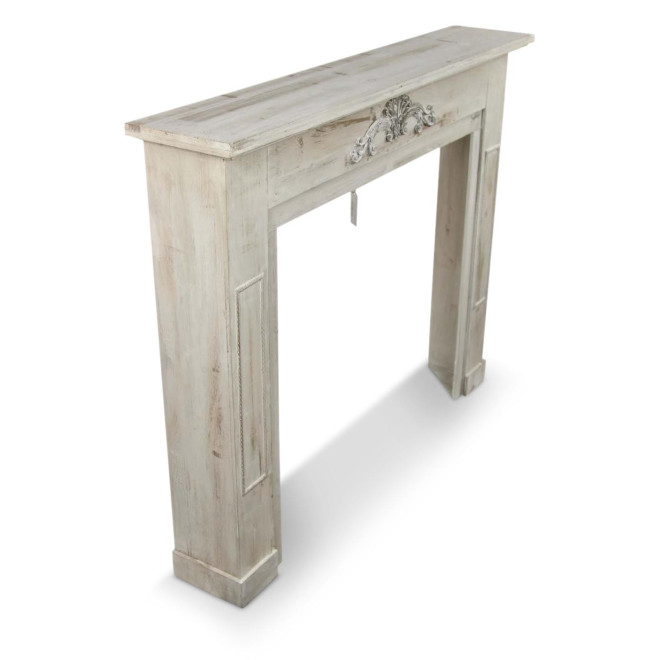 Einfassung Mantel Kamin Holz Cerusé Weiß 120x22.5x98.5cm