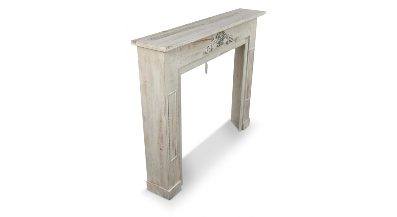Einfassung Mantel Kamin Holz Cerusé Weiß 120x22.5x98.5cm