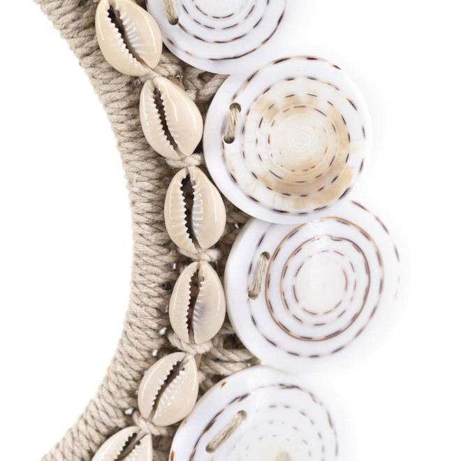 Sculpture Collier Coquilles Corde Fer Beige 30x8x45cm