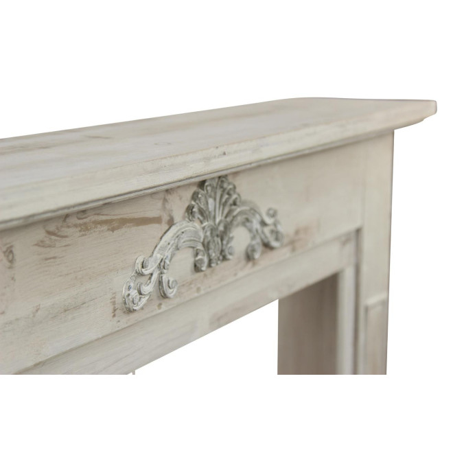 Einfassung Mantel Kamin Holz Cerusé Weiß 120x22.5x98.5cm