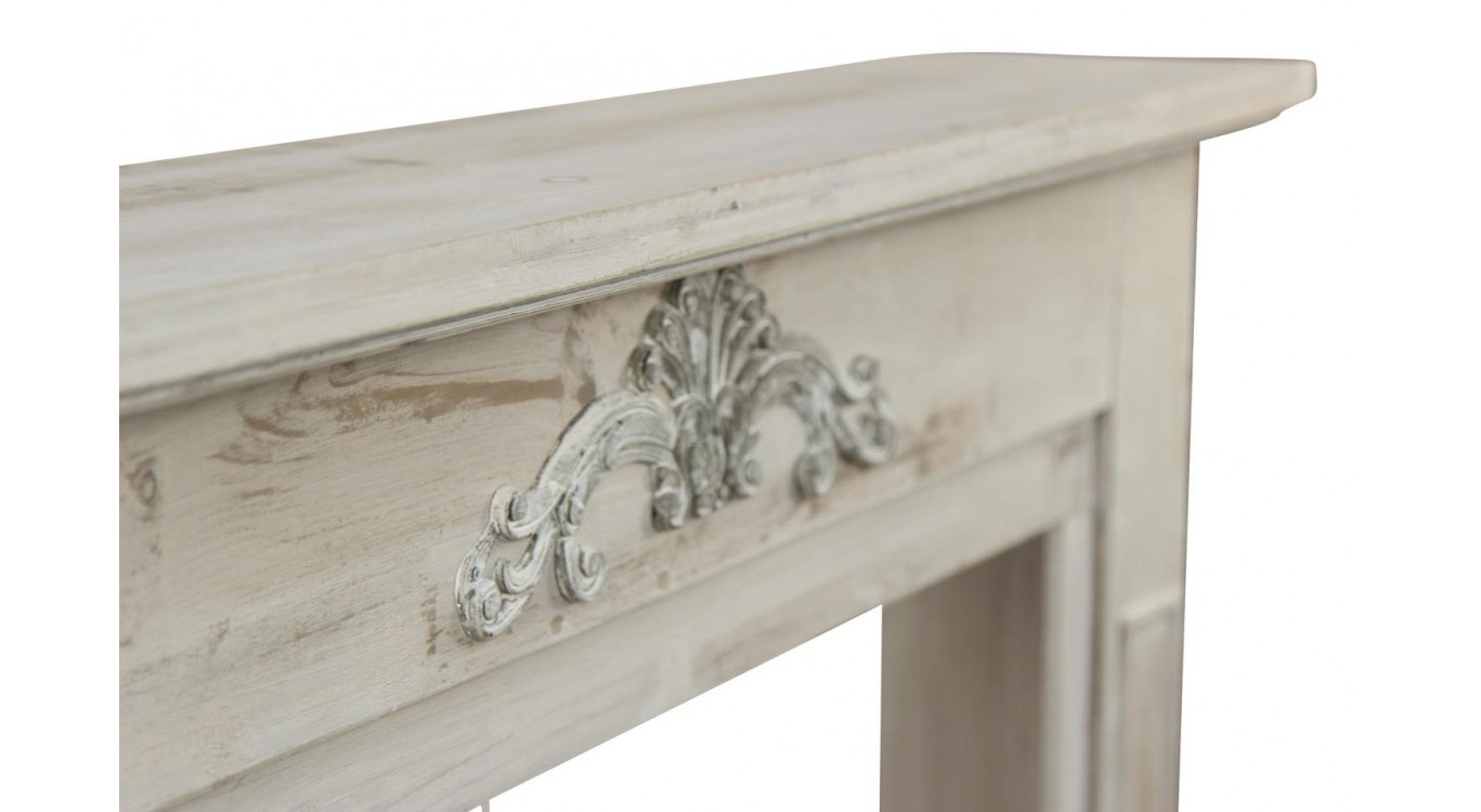 Einfassung Mantel Kamin Holz Cerusé Weiß 120x22.5x98.5cm