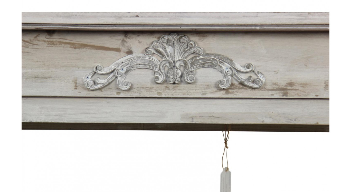 Encadrement Manteau Cheminée Bois Cerusé Blanc 120x22.5x98.5cm