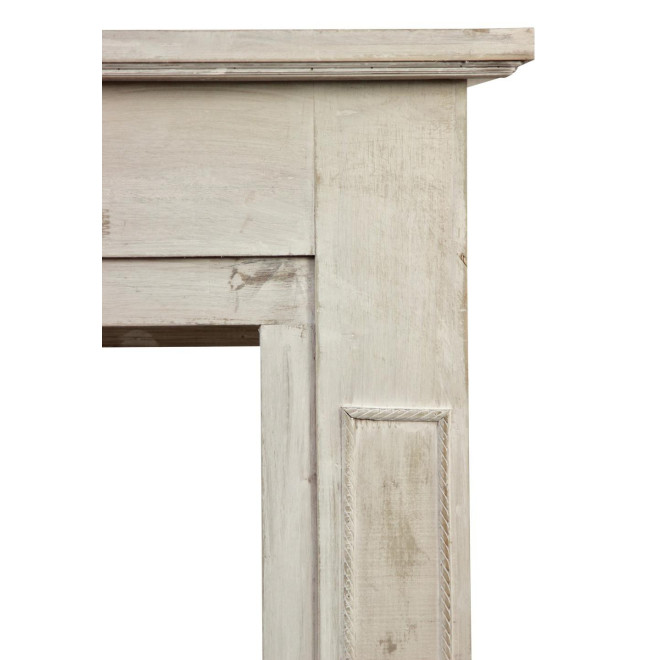 Einfassung Mantel Kamin Holz Cerusé Weiß 120x22.5x98.5cm