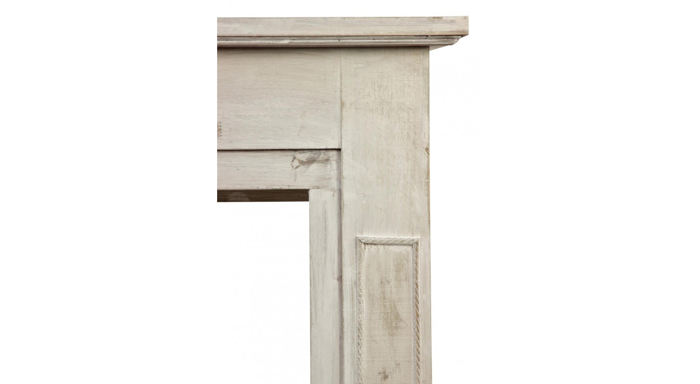Encadrement Manteau Cheminée Bois Cerusé Blanc 120x22.5x98.5cm