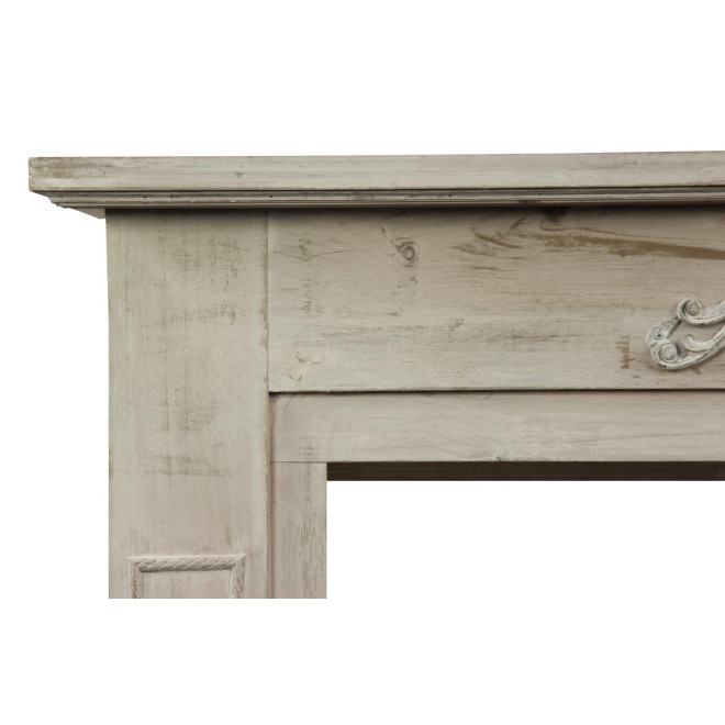 Einfassung Mantel Kamin Holz Cerusé Weiß 120x22.5x98.5cm