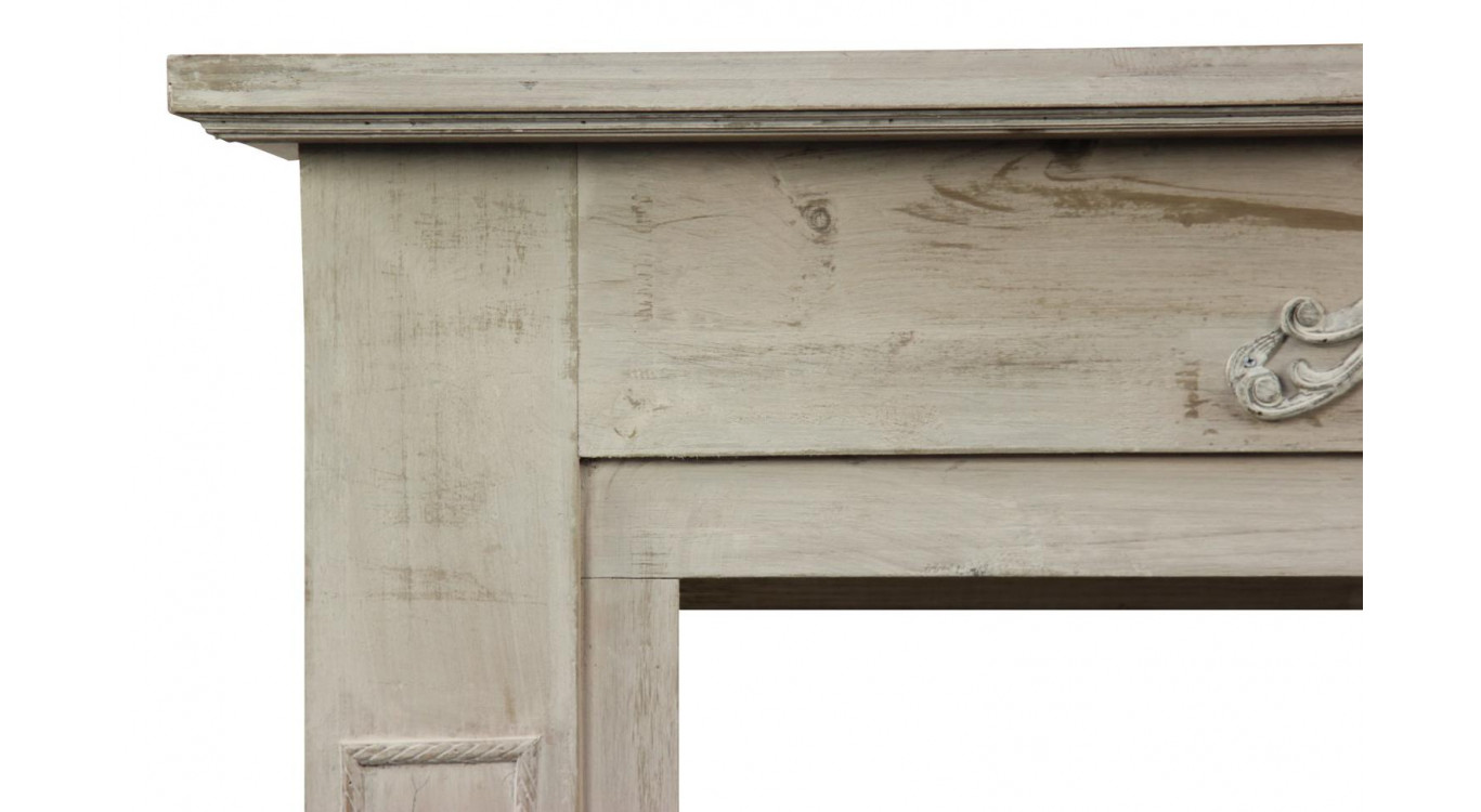Einfassung Mantel Kamin Holz Cerusé Weiß 120x22.5x98.5cm