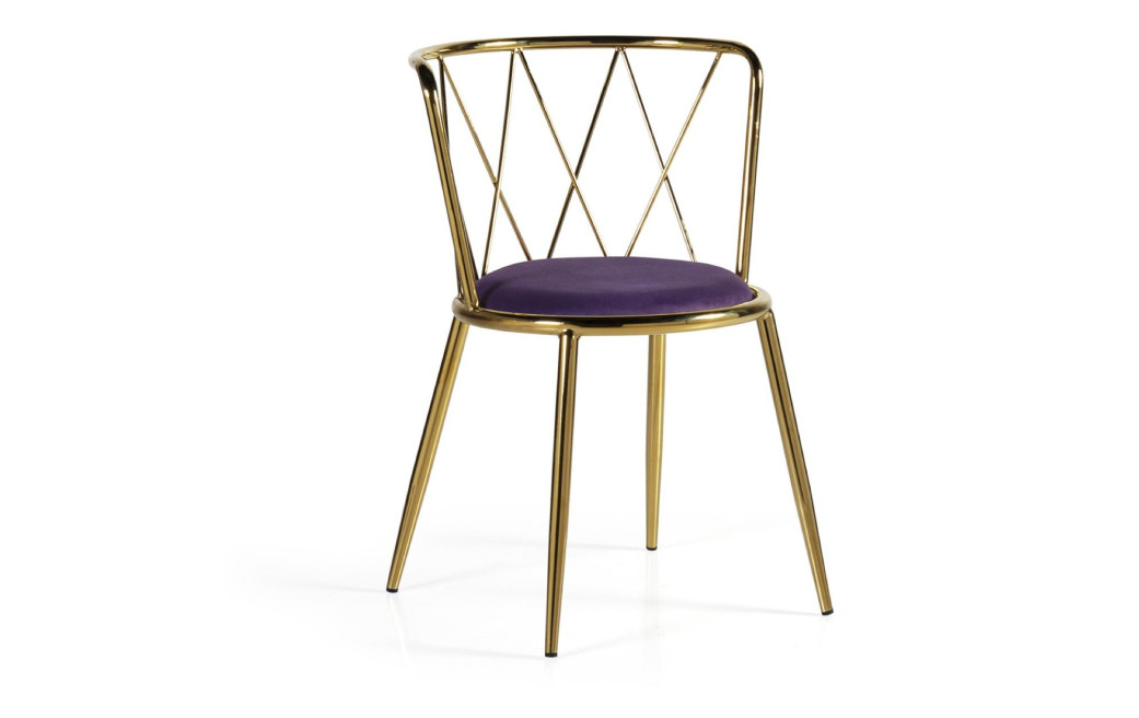 Chaise Acier Polyester Violet 49x43x75cm