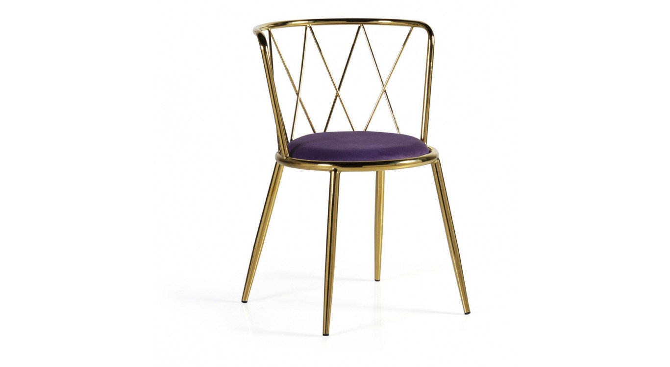 Chaise Acier Polyester Violet 49x43x75cm
