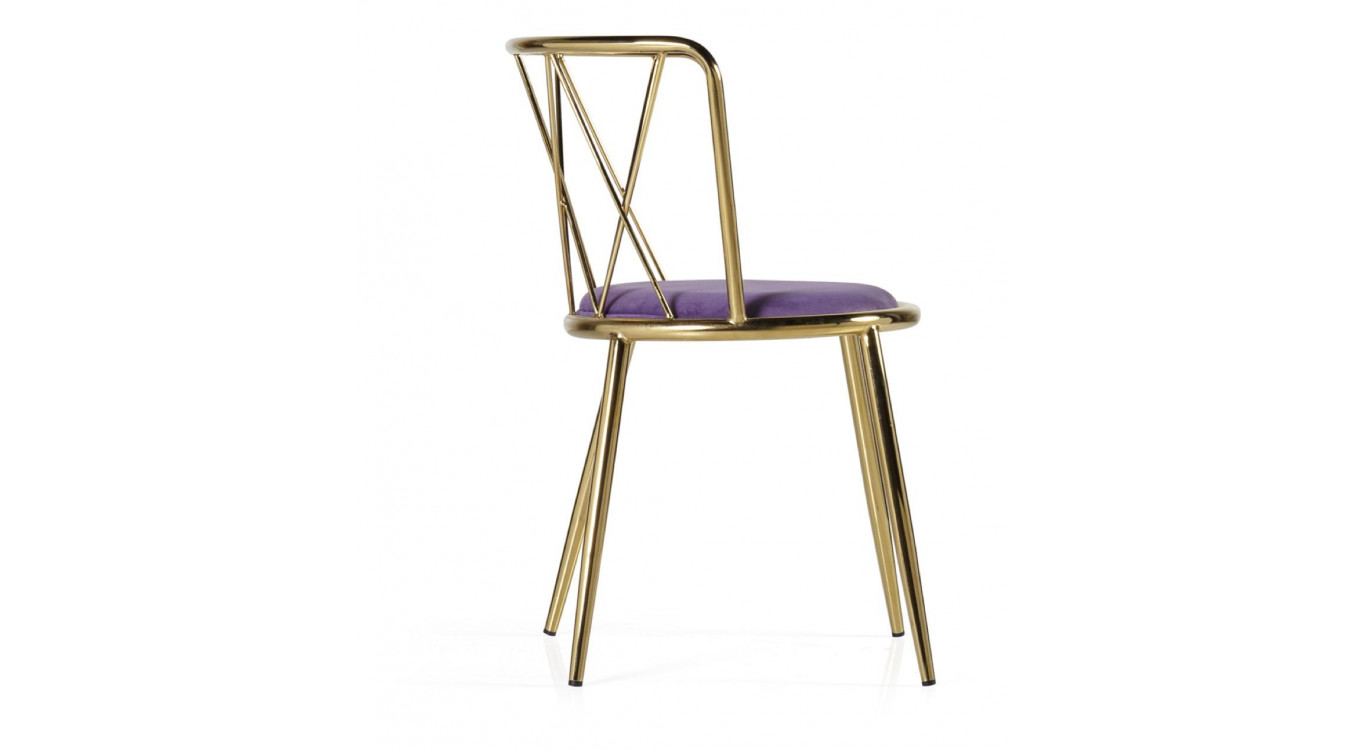 Chaise Acier Polyester Violet 49x43x75cm