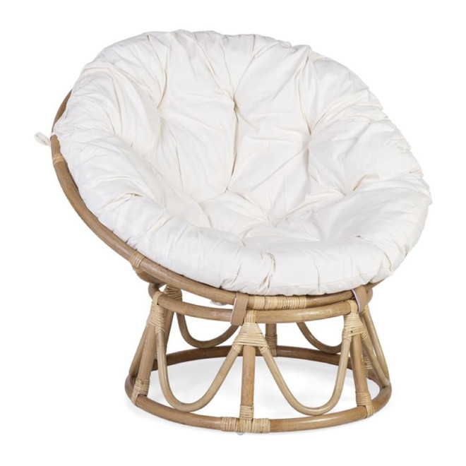 Fauteuil Rotin Polyester Coton Marron 85x85x65cm