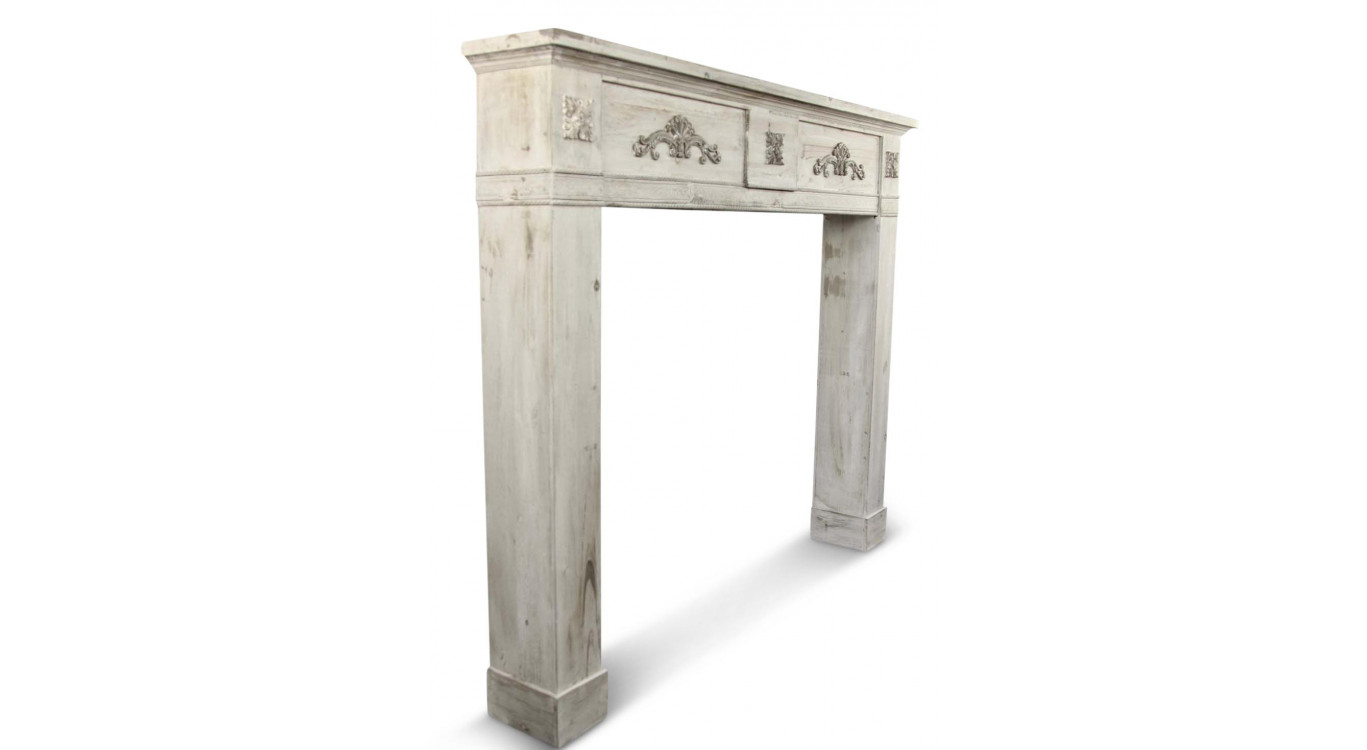 Rahmen Mantel Kamin Holz Cerusé Weiß 137x20x114cm
