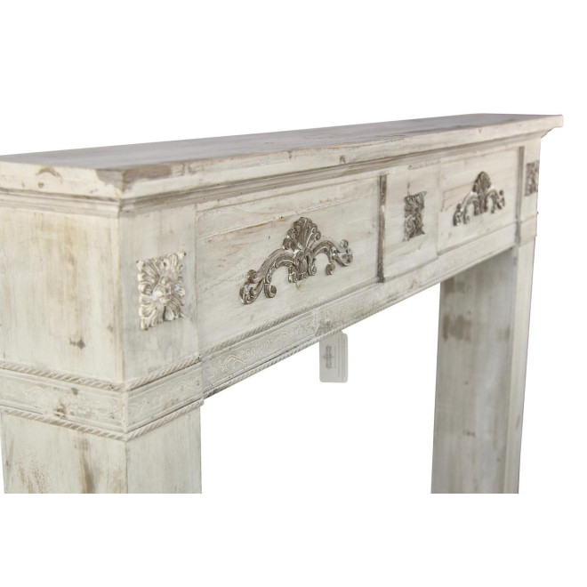 Rahmen Mantel Kamin Holz Cerusé Weiß 137x20x114cm