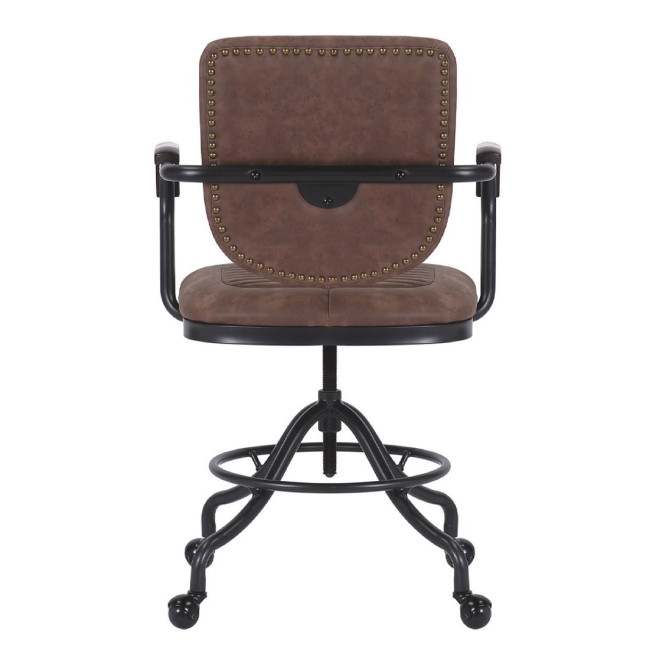 Fauteuil Fer Peau Synthétique Marron 60x58x83/100cm