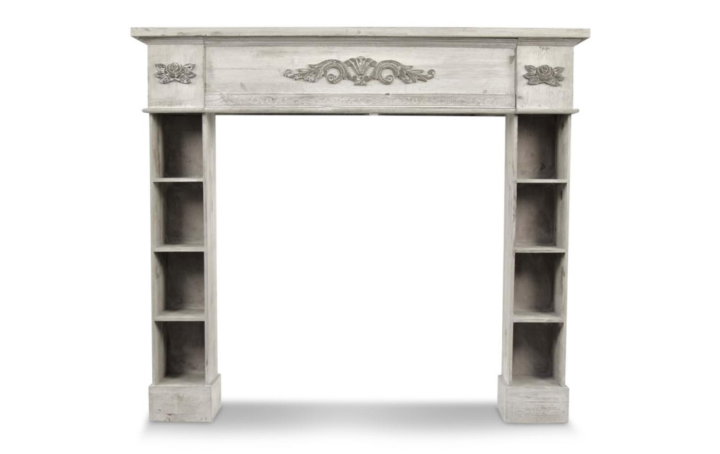 Encadrement Manteau Cheminée Bois Cerusé Blanc 115x20x101cm Encadrement Manteau Cheminée Bois Cerusé Blanc 115x20x101cm