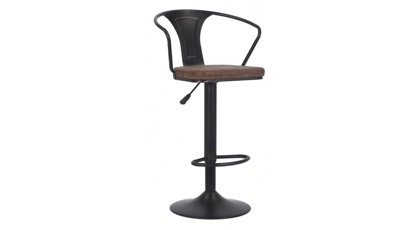 Tabouret Fer Peau Synthétique Marron 47x50x88/108cm