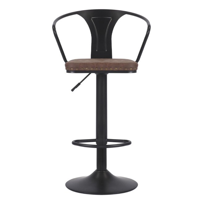 Tabouret Fer Peau Synthétique Marron 47x50x88/108cm