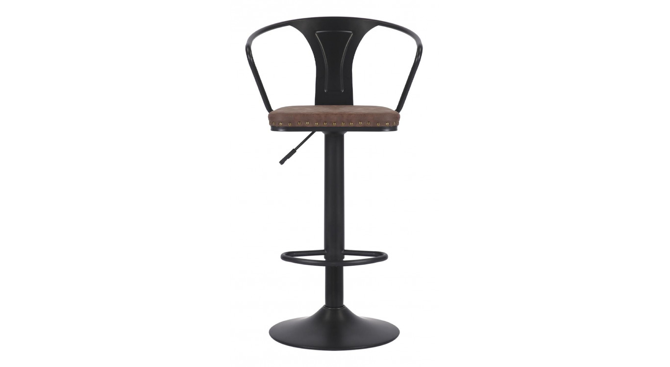 Tabouret Fer Peau Synthétique Marron 47x50x88/108cm