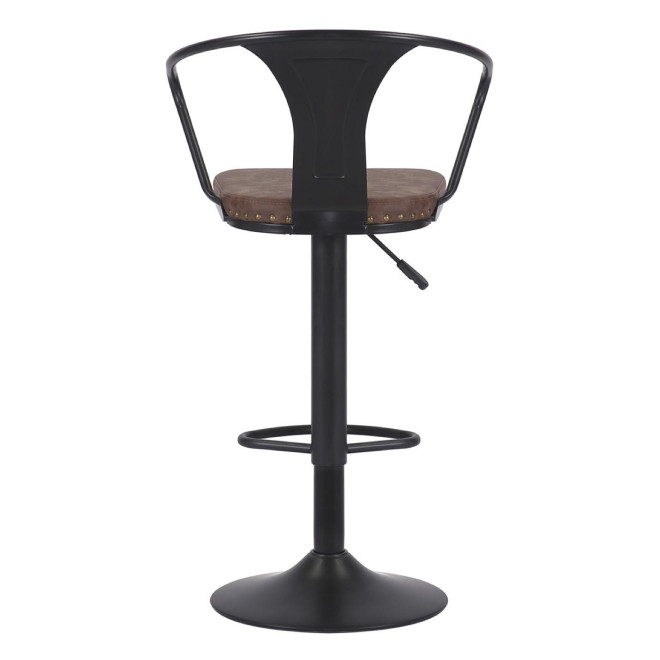 Tabouret Fer Peau Synthétique Marron 47x50x88/108cm