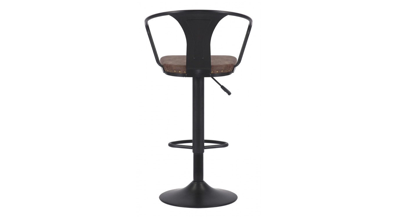 Tabouret Fer Peau Synthétique Marron 47x50x88/108cm