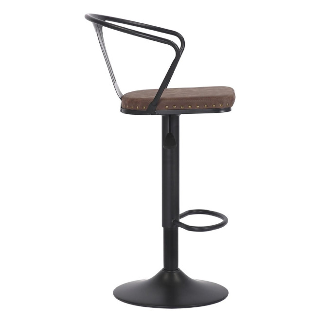Tabouret Fer Peau Synthétique Marron 47x50x88/108cm