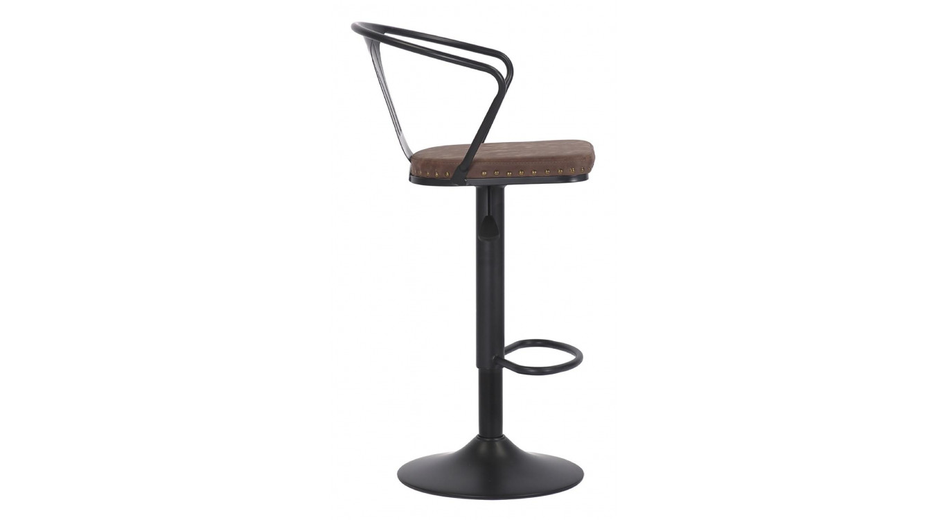 Tabouret Fer Peau Synthétique Marron 47x50x88/108cm