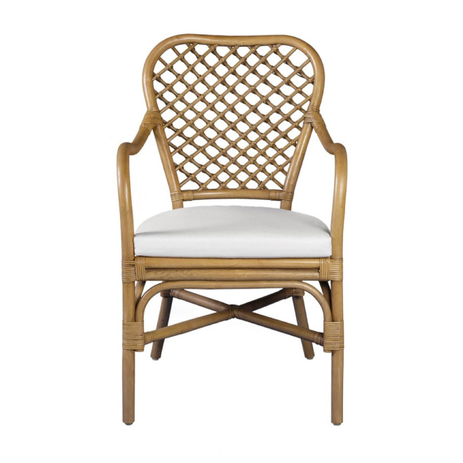 Fauteuil Avec Coussin Rotin Polyester Marron 56x64x95cm