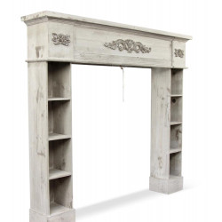 Encadrement Manteau Cheminée Bois Cerusé Blanc 115x20x101cm