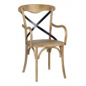 Sillón de hierro y madera marrón 54x58x92cm