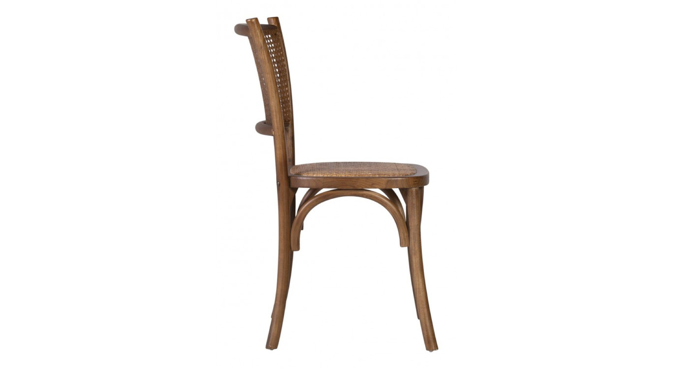 Chaise Bois Rotin Marron 45x42x89cm