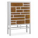 Cómoda de Madera 18 Cajones Bronce Blanco 100x40x145cm