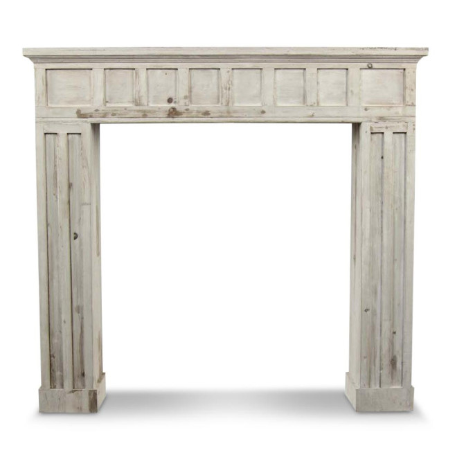 Einfassung Mantel Kamin Holz Cerusé Weiß 108.5x19.5x101.5cm