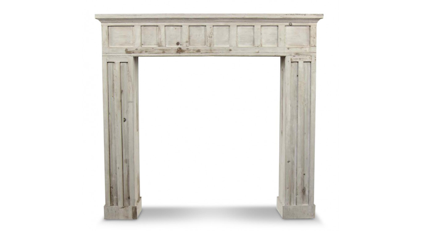 Einfassung Mantel Kamin Holz Cerusé Weiß 108.5x19.5x101.5cm