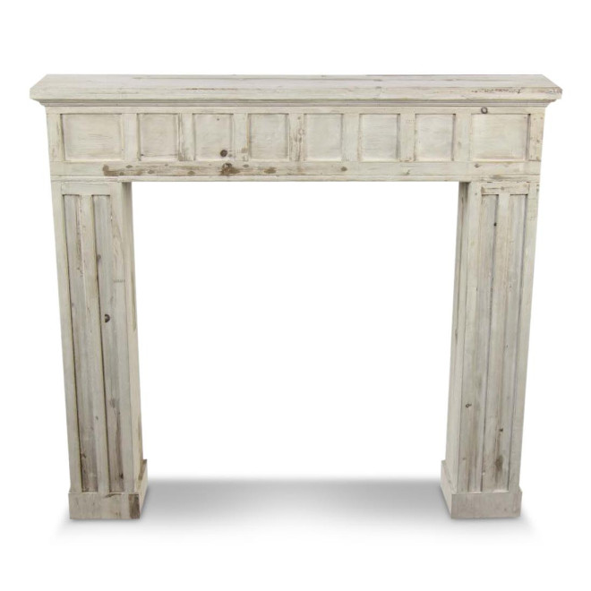 Einfassung Mantel Kamin Holz Cerusé Weiß 108.5x19.5x101.5cm