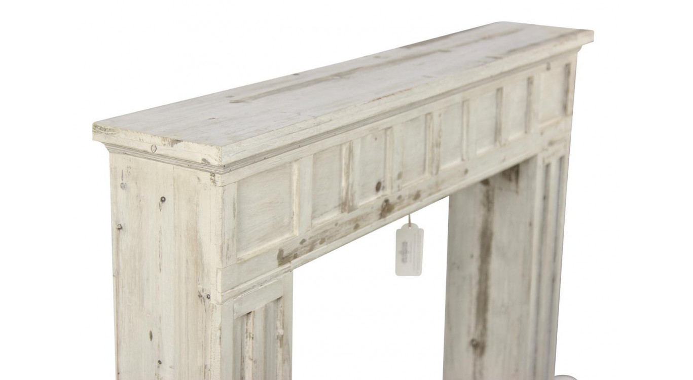 Einfassung Mantel Kamin Holz Cerusé Weiß 108.5x19.5x101.5cm