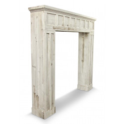 Encadrement Manteau Cheminée Bois Cerusé Blanc 108.5x19.5x101.5cm
