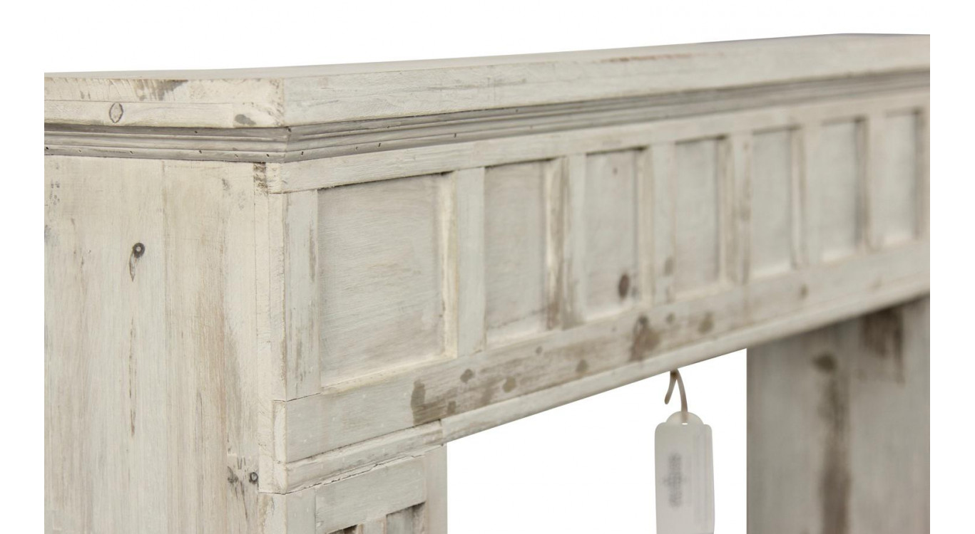Einfassung Mantel Kamin Holz Cerusé Weiß 108.5x19.5x101.5cm