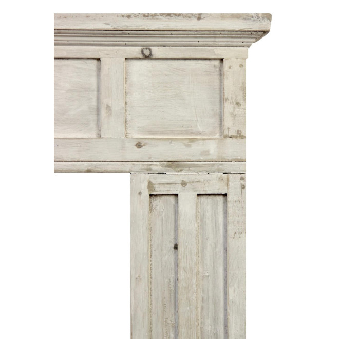 Einfassung Mantel Kamin Holz Cerusé Weiß 108.5x19.5x101.5cm