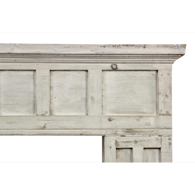 Einfassung Mantel Kamin Holz Cerusé Weiß 108.5x19.5x101.5cm