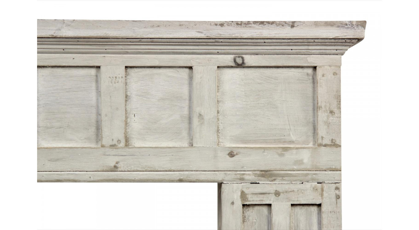 Einfassung Mantel Kamin Holz Cerusé Weiß 108.5x19.5x101.5cm