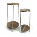 2er-Set Konsolen Holz Stahl Braun 37x37x83cm