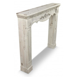 Encadrement Manteau Cheminée Bois Cerusé Blanc 115x20x101cm