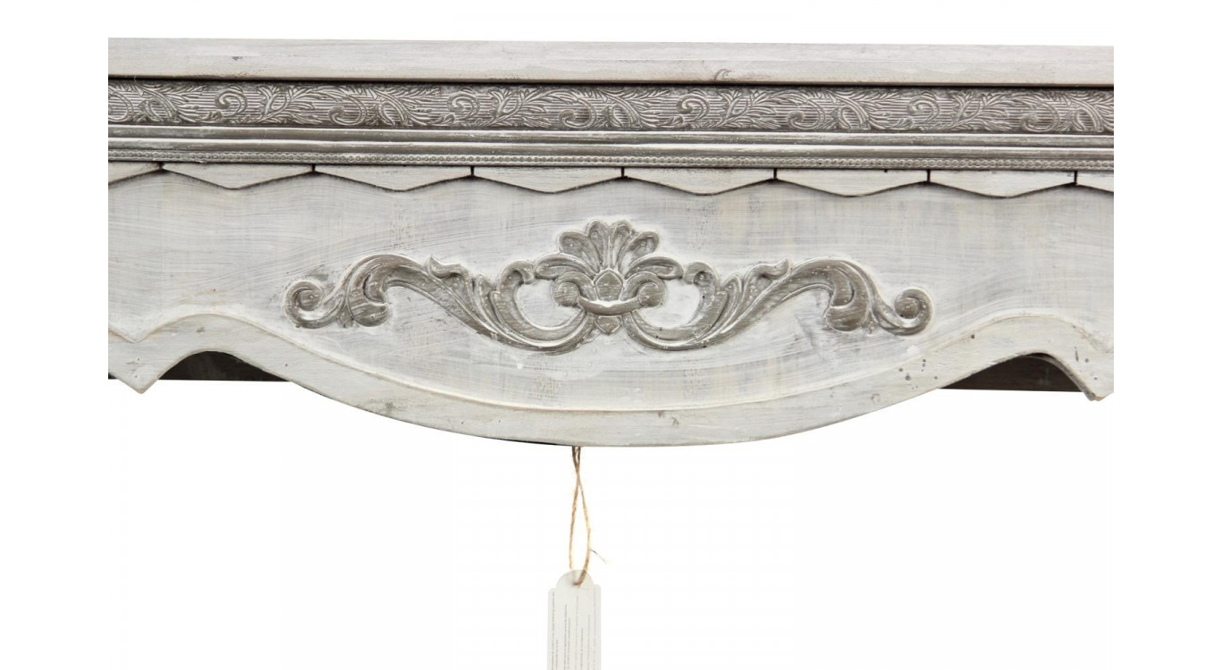 Rahmen Mantel Kamin Holz Cerusé Weiß 115x20x101cm
