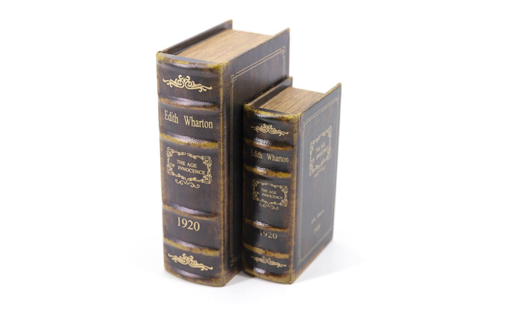 Livre Age of Innocence Carton Similicuir Marron 15x7x23cm