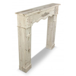 Encadrement Manteau Cheminée Bois Cerusé Blanc 115.5x20x102cm