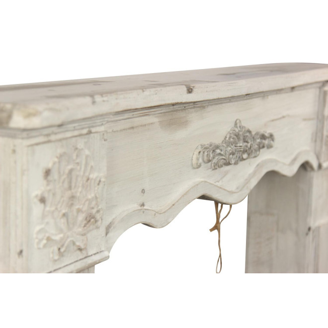 Encadrement Manteau Cheminée Bois Cerusé Blanc 115.5x20x102cm