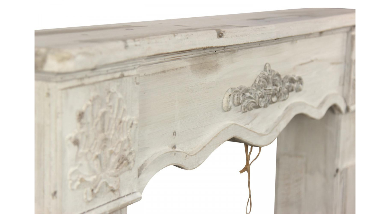 Einfassung Mantel Kamin Holz Cerusé Weiß 115.5x20x102cm