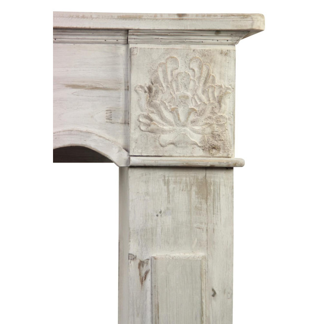 Einfassung Mantel Kamin Holz Cerusé Weiß 115.5x20x102cm