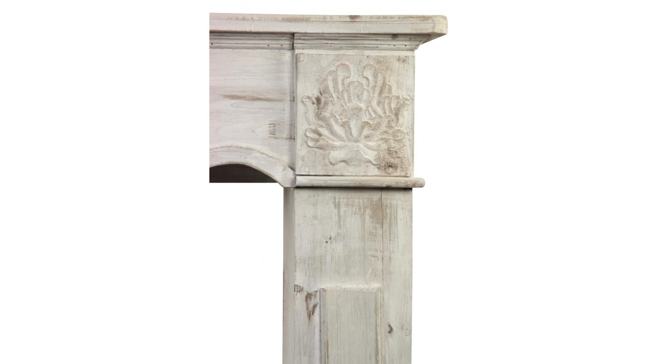 Einfassung Mantel Kamin Holz Cerusé Weiß 115.5x20x102cm